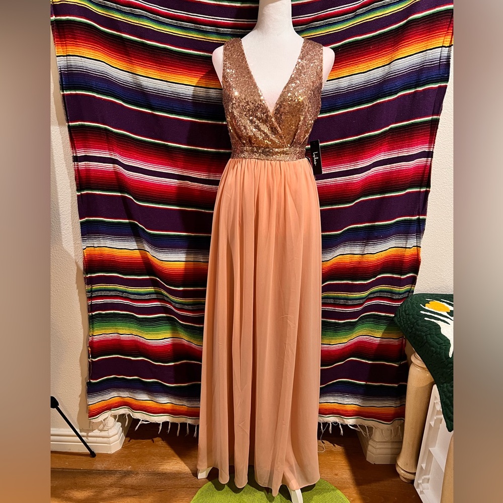 Lulu's Sparkling Rose Gold Sequin Maxi Dress